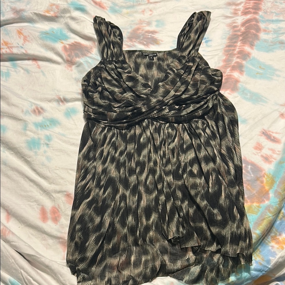 Express Black and Gray Patterned Tank Top